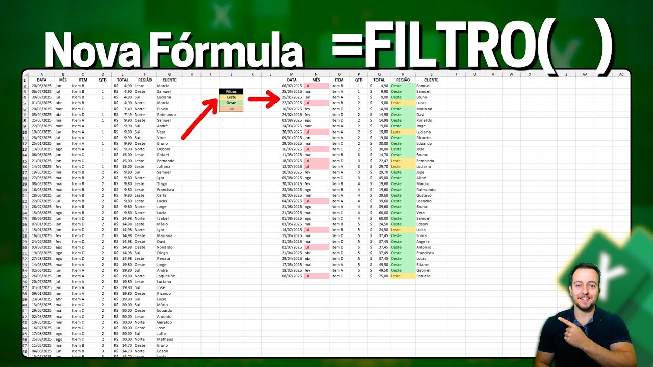 Como usar a Função Filtro no Excel com Exemplos Práticos e Planilha Grátis p/ Download