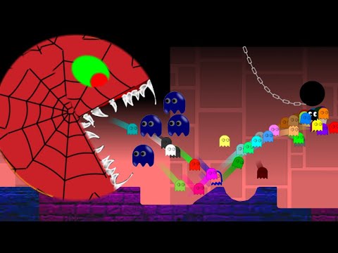 marble race  - Escape The Spider Pac-Man -  Survival Marble Race in Algodoo - run to escape