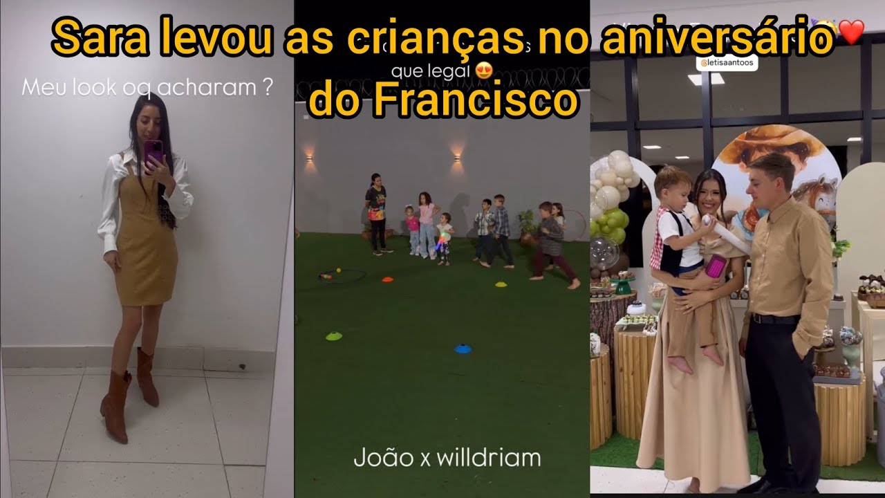 Sara Kellen levou as crianças no aniversário do Francisco