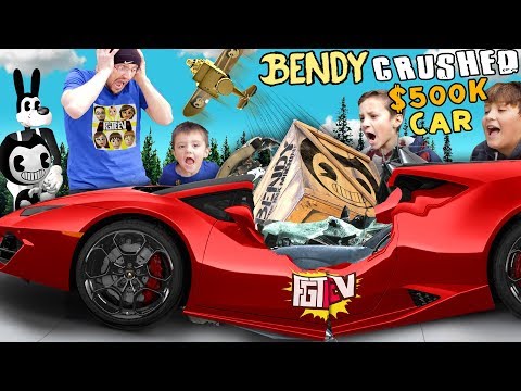 Lamborghini Crushed by Falling Box! What's Inside? FGTEEV Mystery Bendy Crate