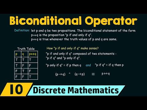 Logical Operators − Biconditional Operator