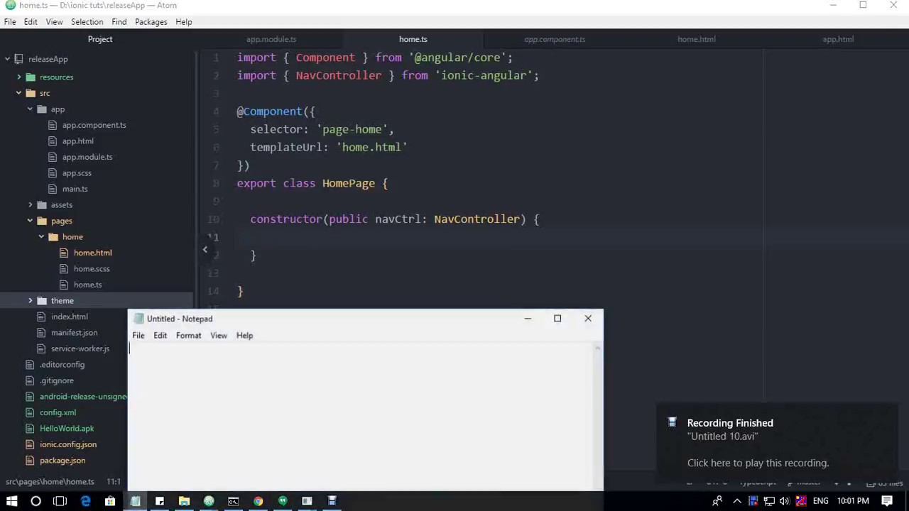 Ionic 3 swipeable tabs