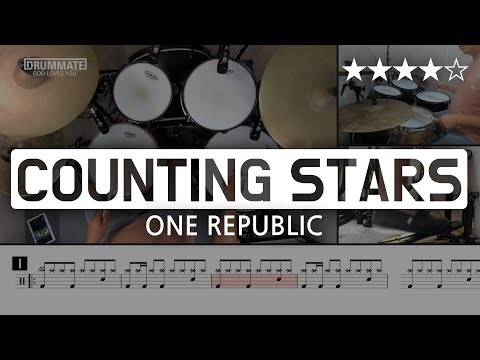 [Lv.12] COUNTING STARS - ONE REPUBLIC (★★★☆☆) Pop Drum Cover (Score, Lessons, Tutorial) | DRUMMATE