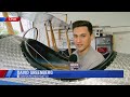 David Greenberg sits in the "Jenny" airplane