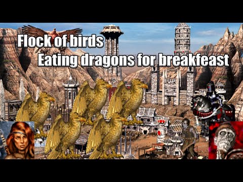 Heroes 3 HoTA - Shiva and birbs on Jebus Outcast 1 hero. Birbs are majestic creatures.