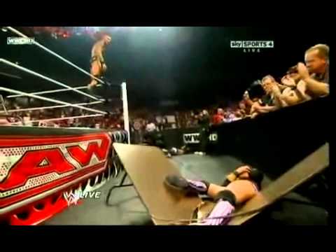 Randy Orton Reverses FU into RKO Through Table!!