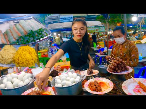 Best Cambodian Food Tour, Yummy Fast Food at Toul Tom Poung Market | Walking Phnom Penh