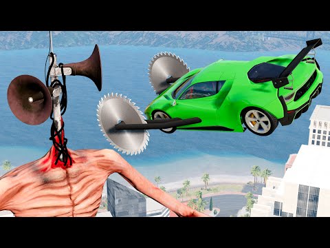 Siren Head - Incredible High Speed ​​Jumping Over Siren Head #6 BeamNG Drive Fun Madness | Mad Cars