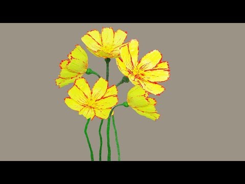 How To Make Paper Flower From Crepe Paper II cosmos paper flower