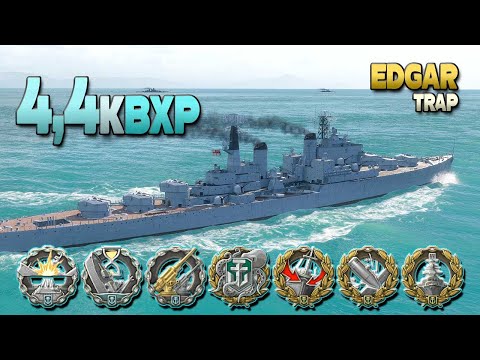 Cruiser Edgar: That escalated fast on map Trap - World of Warships