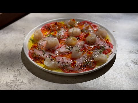 Turbot Crudo recipe with Heirloom Tomatoes & Pickled Shallots