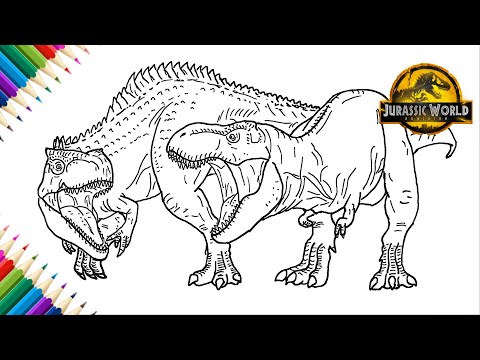 Drawing Giganotosaurus vs T-Rex | Jurassic World Dominion fan art