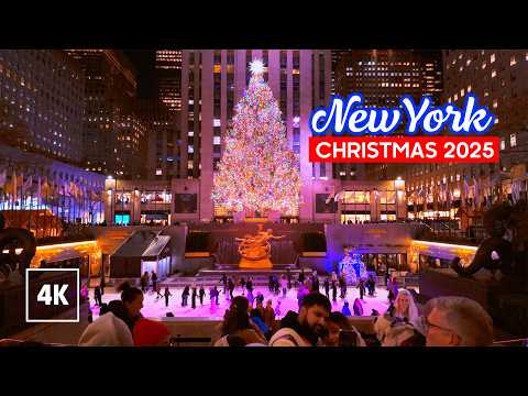 Christmas in NEW YORK 🎁 Evening Walk in Manhattan 🎉 Walking Tour 4K