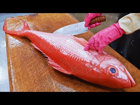 Mastering Long Tail Giant Red Diamond Fish Cutting: Steamed Fish Fillet