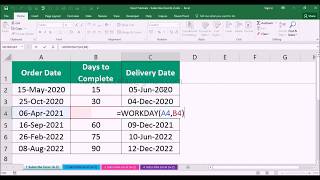 How to calculate Delivery Date (excluding weekends) in MS Office Excel 2016 | Workday