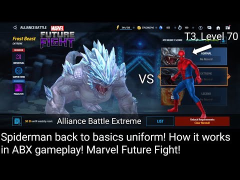 Spiderman back to basics uniform! How it works in ABX gameplay! Marvel Future Fight!