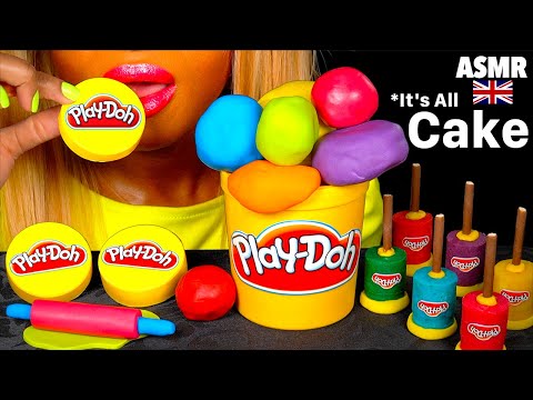 ASMR EATING CAKE @PlayDohOfficial EDIBLE ROLLING PIN, PLAY-DOH TUB, LIDS, OREO PLAY-DOH CAKE POP MUKBANG 먹방
