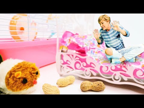 Funny video in German. Nicole has to catch Barbie's hamster. Fun with Nicole