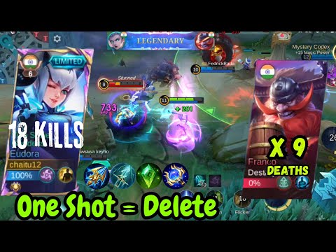 Eudora One-Shot Queen 👑 | 18 Kills, Zero Deaths | Franco Deleted 9 Times! | MVP Gameplay MLBB