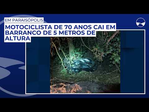Motociclista de 70 anos cai em barranco de 5 metros de altura em Paraisópolis