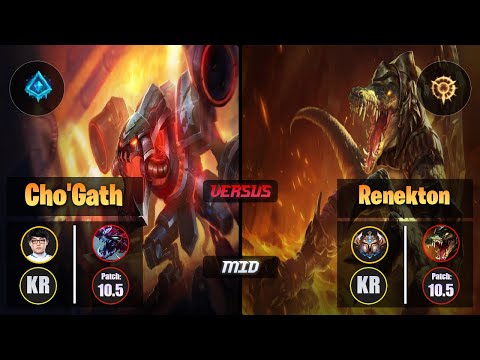 ShowMaker CHO'GATH (Mid) [Glacial Augment] VS RENEKTON - Challenger KR Patch 10.5