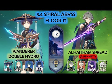 3.4 Spiral Abyss Wanderer Yelan Double Hydro & Alhaitham Bennett Spread Floor 12 Genshin Impact