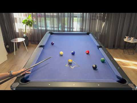 9 ball break and run on a 7 foot pool table! - Pool tricks by Damien