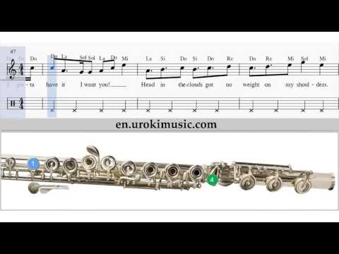 How to Play Flute Ariana Grande problem Melody School Learn Class Course Tutorial Sheet Music Tabs