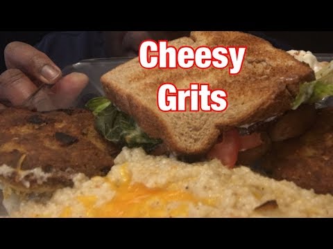 Homemade Salmon Cakes and Cheesy Grits