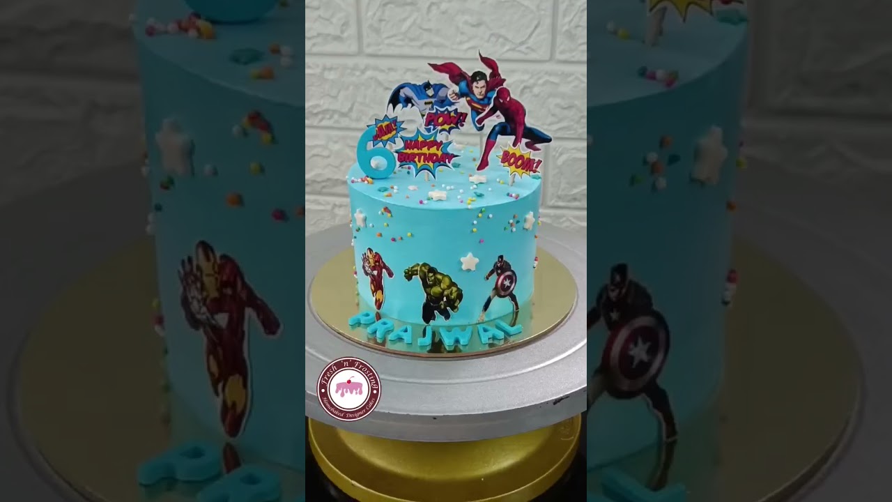 Superhero theme cake | cake design for kids #shorts #tutorial #cakedesign #cakedecorating #avengers