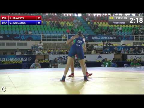 Repechage   Female Wrestling 55 kg   G RODRIGUES BRA vs K KRAWCZYK POL   Tashkent 2014