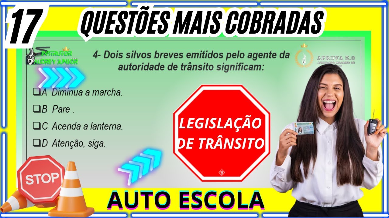 17 QUESTÕES ATUALIZADAS da prova do DETRAN, SIMULADO DO DETRAN 2024