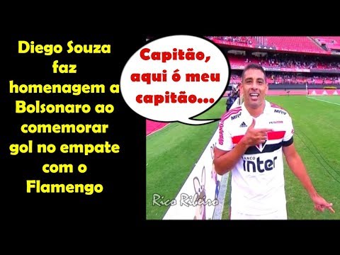 Diego Souza homenageia Bolsonaro, na câmera da Globo, na comemoração do gol contra o Flamengo