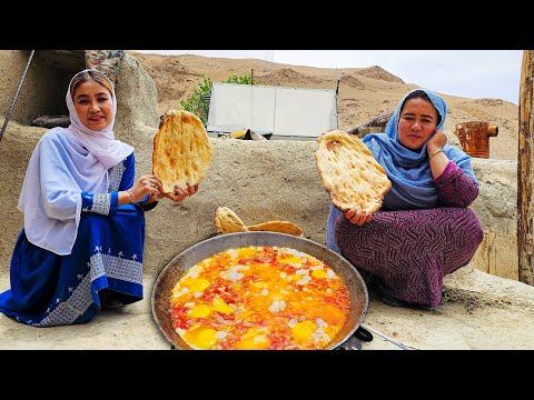 Traditional Afghani Bread & Egg Recipe | Village life in Bamyan
