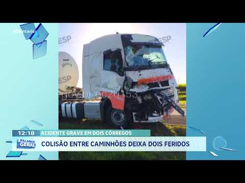 Acidente grave em Dois Córregos: colisão entre caminhões deixa dois feridos
