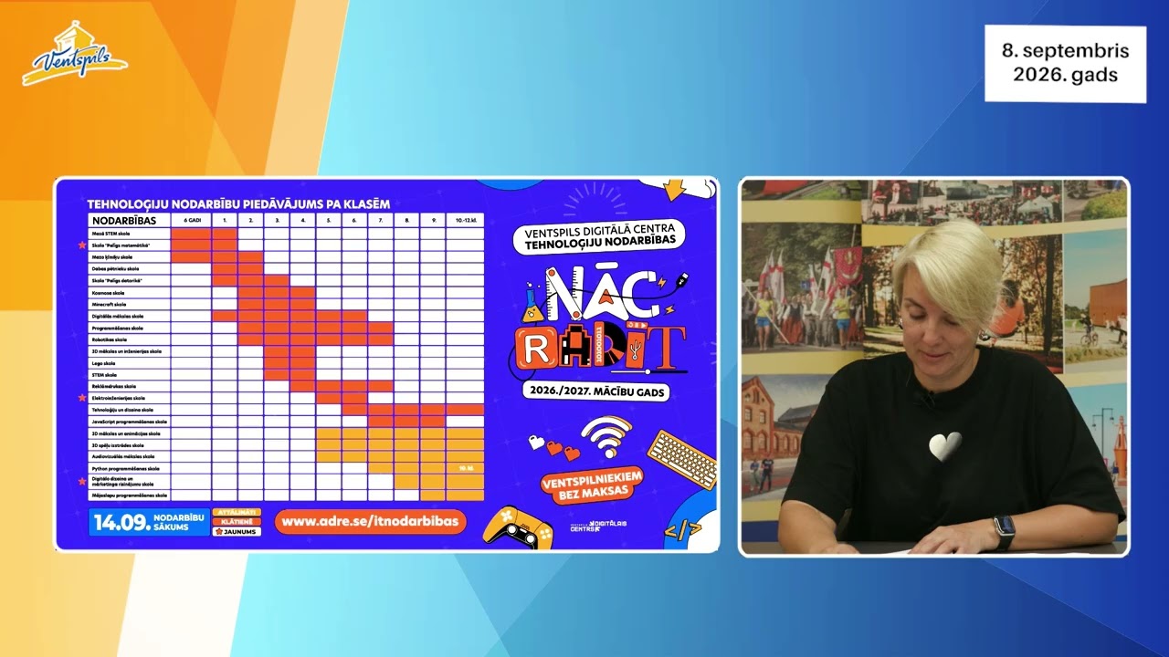 VIDEO: E. Kroņkalne par Ventspils Digitālā centra aktualitātēm – 08.09.2026.