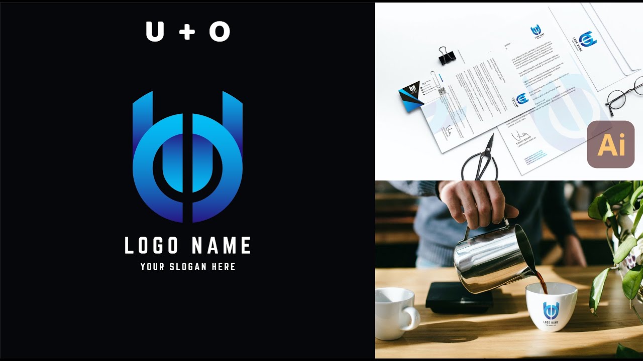 LogoGrid (9) Letter O or U monogram Logo Design With a Grid Method - Adobe Illustrator Tutorial