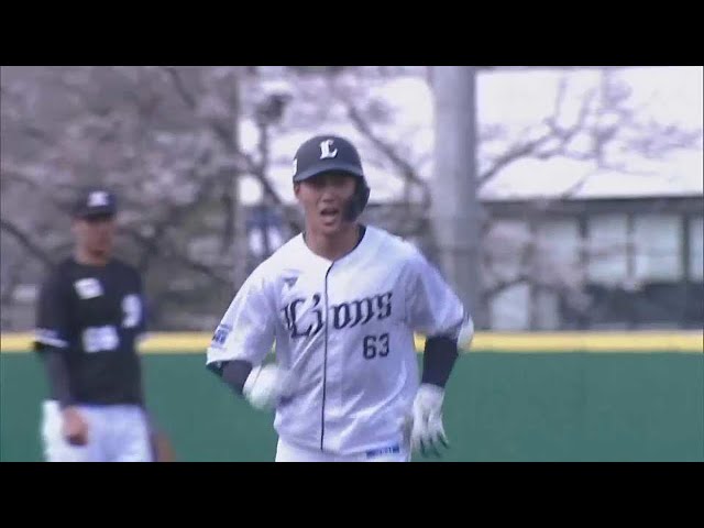【ファーム】2試合連続の先頭打者弾!! ライオンズ・長谷川信哉 レフトスタンドへ先制ホームラン!! 2023年3月22日 埼玉西武ライオンズ 対 千葉ロッテマリーンズ