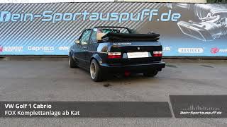 Video: FOX Edelstahl Sportauspuff-Komplettanlage ab Kat VW Golf 1 Cabriolet Video: FOX Edelstahl Sportauspuff-Komplettanlage ab Kat VW Golf 1 Cabriolet