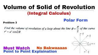 22. Volume of Solid of Revolution in Polar Form | Problem 3 | Integral Calculus
