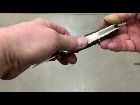 A Raptor slipjoint in Magnacut stainless and stag scales.