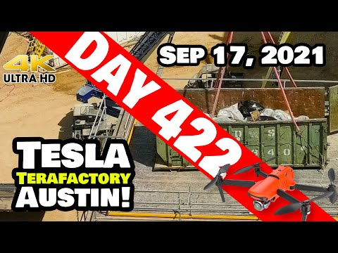 Tesla Gigafactory Austin 4K  Day 422 - 9/17/21 - Tesla Terafactory TX - GIGA GARBAGE AT GIGA TEXAS!
