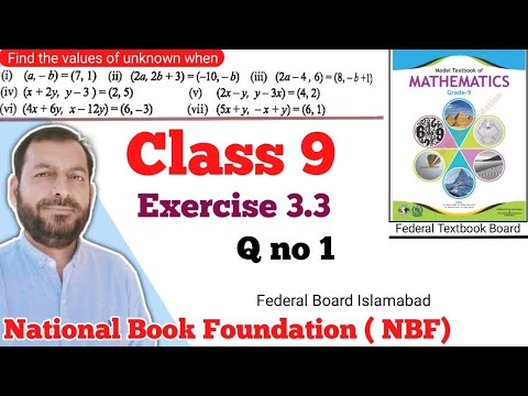 Class 9 Exercise 3.3  NBF Maths  Ex 3.3 Class 9th federal board FBISE Math national Book foundation