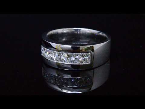 2.0 Ct 5-Stone Princess Cut Diamond Men's Band 9 mm Platinum-22817