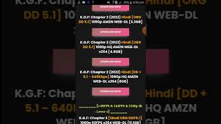KGF CHAPTER 2 in Hindi download  ORG move all #340p#480p#720p#4k   #shorts #kgf2