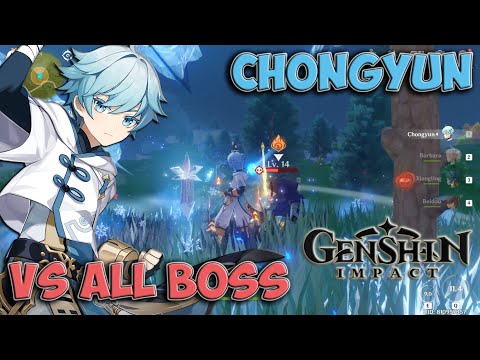 CHONGYUN GAMEPLAY VS ALL BOSS GENSHIN IMPACT