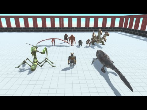 GHOR HAMMER WITH MOSASAURUS & MANTIS VS 5 FANTASY AND MUTANT UNITS | Animal Revolt Battle Simulator