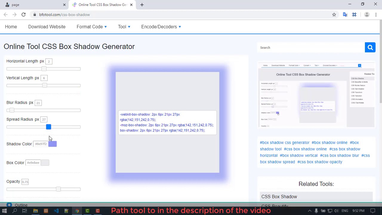 Online Tool CSS  Box Shadow Generator