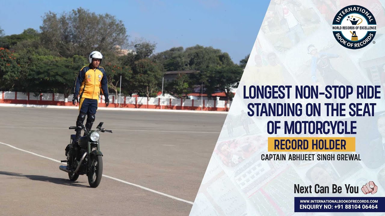 LONGEST NON STOP RIDE STANDING ON THE SEAT OF MOTORCYCLE