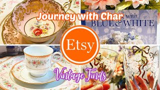 NEW ETSY VINTAGE FINDS! TEA CUPS, JOHNSON BROS. Dinnerware, Victoria Living with Blue & White BOOK!